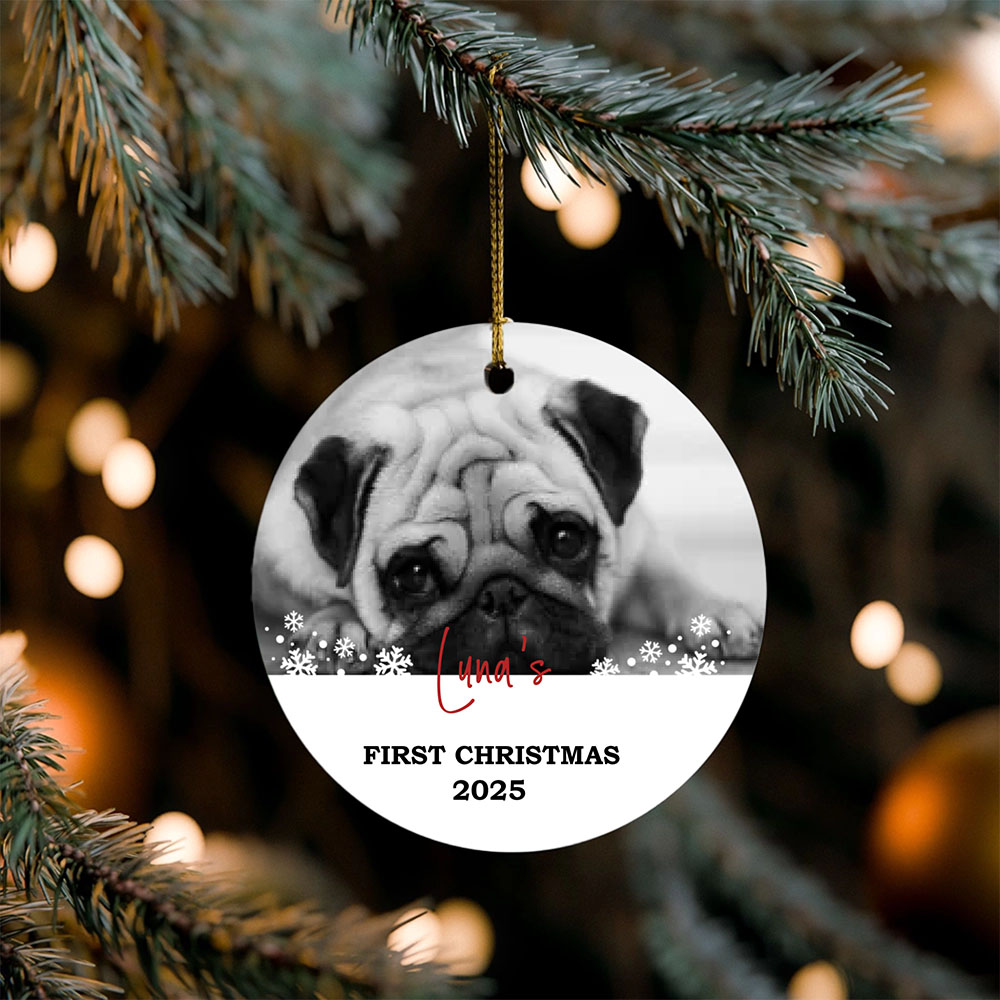 Custom Dog First Christmas Ceramic Christmas Ornament 2